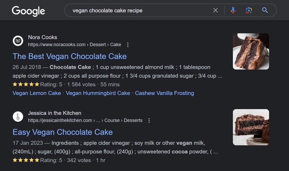 vegan çikolatalı kek tarifi zengin snippet